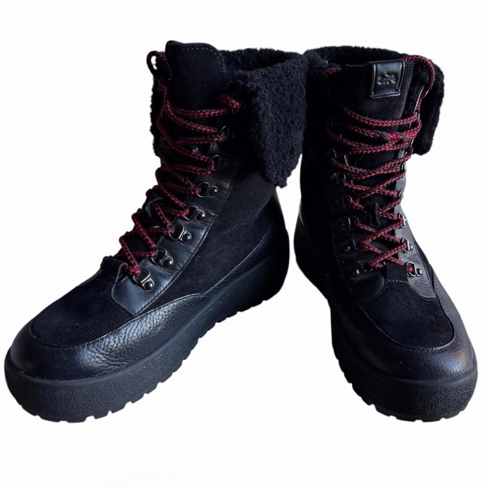 Coach Tyler Black Winter rain Boots designer cold weather shearling leather